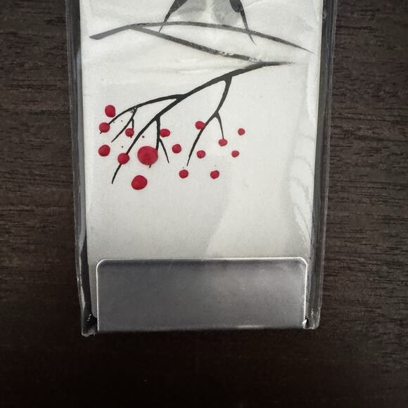 New Flatyz Hand Painted Flat Candle Winter Birds Unscented Dripless Smokeless - Picture 3 of 8